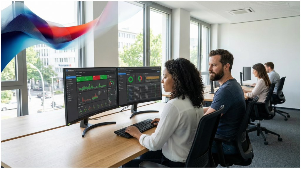 IT-Team überwacht Netzwerksicherheit und Compliance ki readiness check infrastruktur mittelstand 02